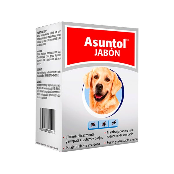 Asuntol Jabon Insecticida y acaricida de uso externo indicado para la erradicación de pulgas Y garrapatas en perros.