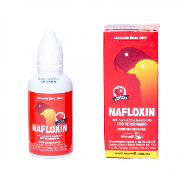 Nafloxin 20 ml Nafloxin es un antimicrobiano de amplio espectro para aves de ornato como pericos australianos, ninfas y agapornis.