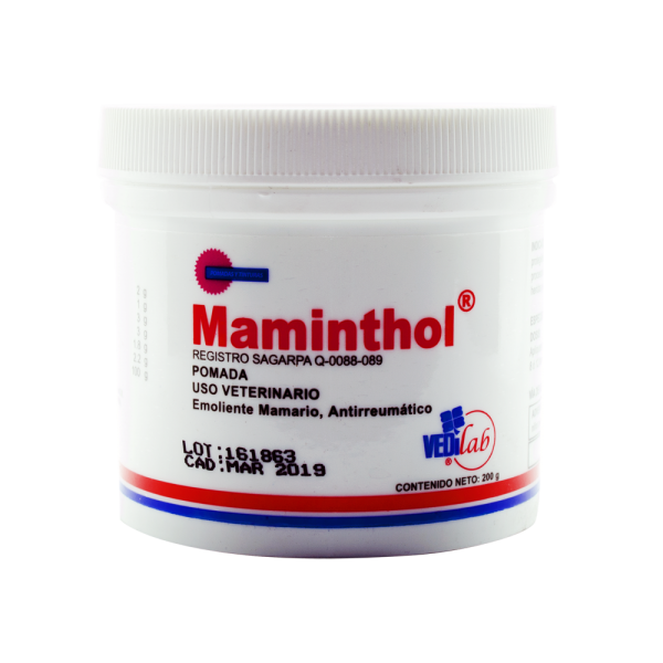Maminthol útil en procesos inflamatorios, reumáticos.Rubefaciente, emoliente, antirreumático, analgésico, hipertérmica y cicatrizante.