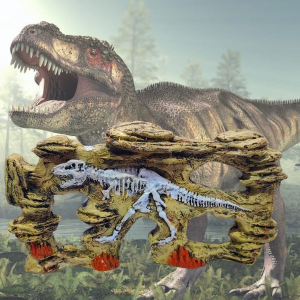 Fosil de dinosaurio decoración para acuario hecha de material de resina de alta calidad, no tóxico, no contaminante e inofensivo para los peces.