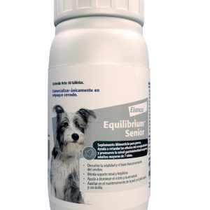 Equilibrium Senior suplemento alimenticio para perros, que ayuda a retardar los efectos del envejecimiento y promueve la salud gastrointestinal en perros adultos de 7 años.