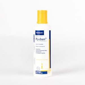 Pyoben Shampoo antimicrobiano para piodermias en perros y gatos. Se recomienda como auxiliar en el tratamiento tópico de pioderma superficial.